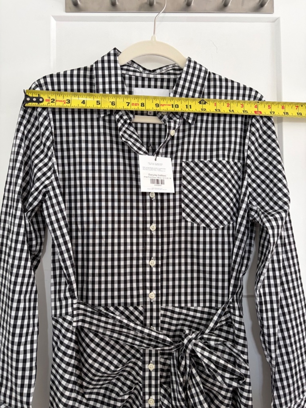 The Shirt Wrap Front Dress by Rochelle Behrens Black and White Check Size M NWT - Picture 6 of 7